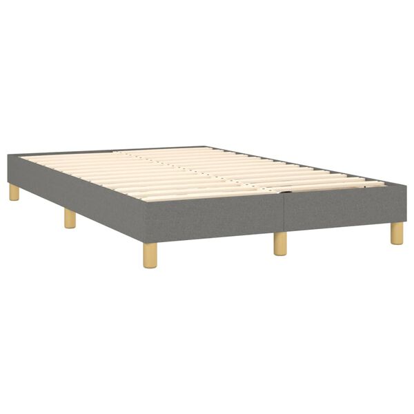 vidaXL Box spring postelja z vzmetnico temno siva 120x200 cm blago
