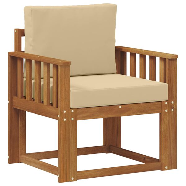 vidaXL Zunanji kavč Masivno akacijevo les in poliester Naravna