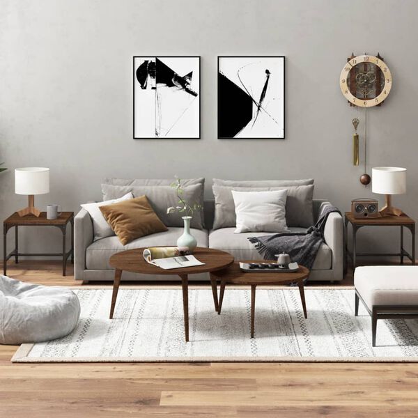 vidaXL Stranska mizica 2 kosa rjav hrast 40x40x35 cm inženirski les