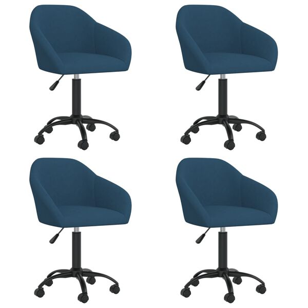 vidaXL Vrtljivi jedilni stoli 4 kosi moder žamet