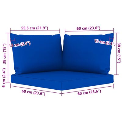 vidaXL Vrtna sedežna garnitura 9-delna z modrimi blazinami