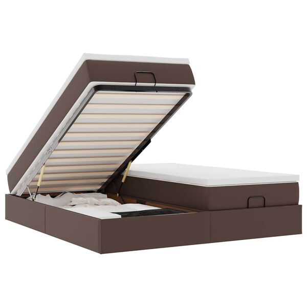 vidaXL Otomanski posteljni okvir z vzmetnicami rjav 180x200 cm