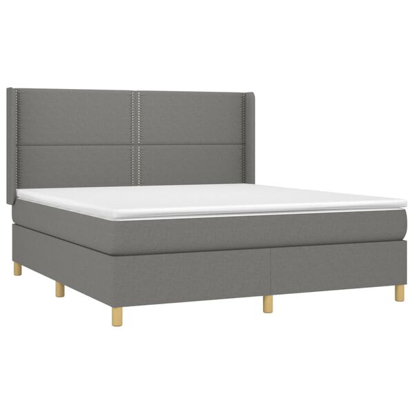 vidaXL Box spring postelja z vzmetnico temno siva 160x200 cm blago