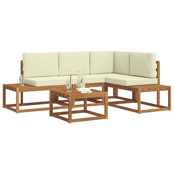 vidaXL Zunanja garnitura za sedenje z blazino 5 Kos Naravna in smetana