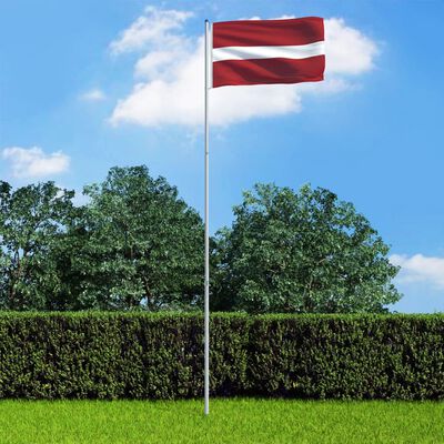 vidaXL Zastava Latvije in aluminijast zastavni drog 6 m