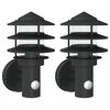 vidaXL Zunanja stenska svetilka s senzorjem 2 kos črna nerjaveče jeklo