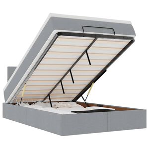 vidaXL Otomanska postelja z vzmetnico siv 120x200 cm blago