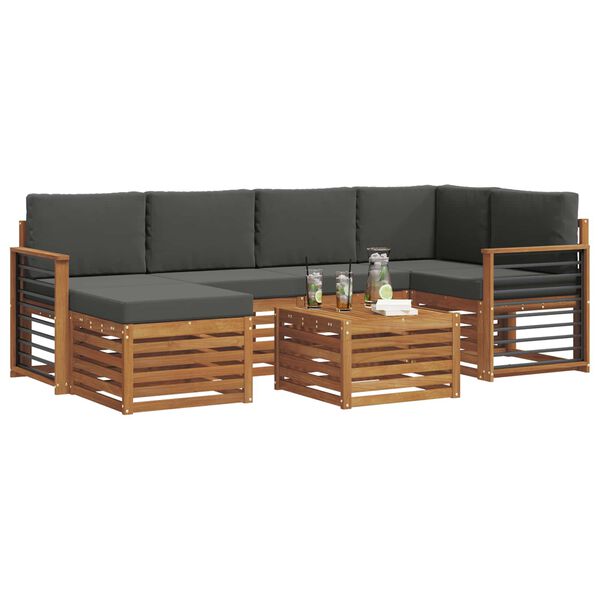 vidaXL Sedežne garniture z blazino 7 pcs Naravna in antracitna