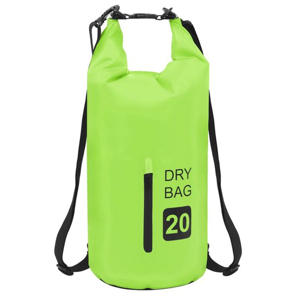 vidaXL Torba Dry Bag z zadrgo zelena 20 L PVC
