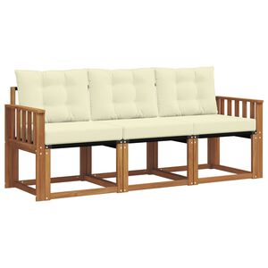 vidaXL Zunanja garnitura za sedenje z blazino 3 pcs Naravna in smetana
