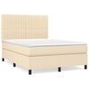vidaXL Box spring postelja z vzmetnico krem 140x200 cm blago