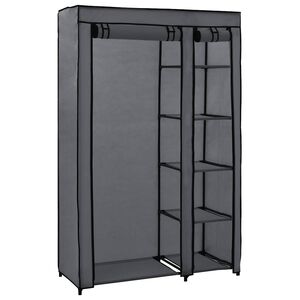 vidaXL Zložljiva garderobna omara blago 110x45x175 cm siva