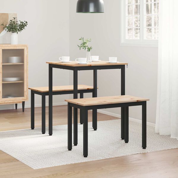 vidaXL Jedilna miza Naravna 80 x 80 x 75 cm Masivno borovo les