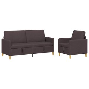 vidaXL Sofa set z shrambo 2 kos Temno rjava Poliester