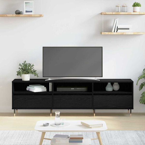 vidaXL TV omarica Črna Orehovina 150 x 30 x 45 cm Konstruiran les