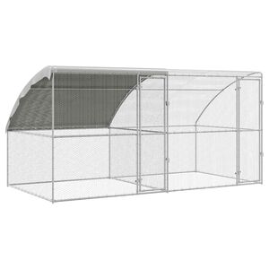 vidaXL Kletka za pi&scaron;čance 2 kos srebrna 400 x 200 x 200 cm Jeklo in PE