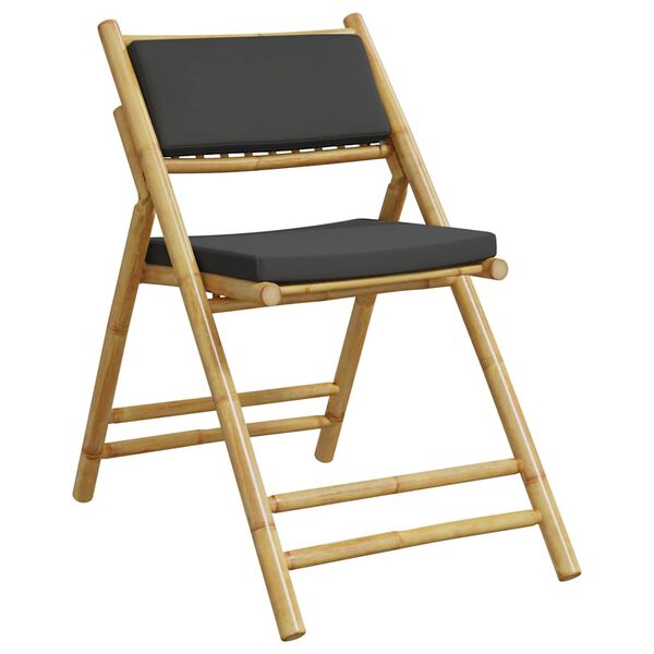 vidaXL Zložljiv bistro stol 6 kosov temno sive blazine bambus