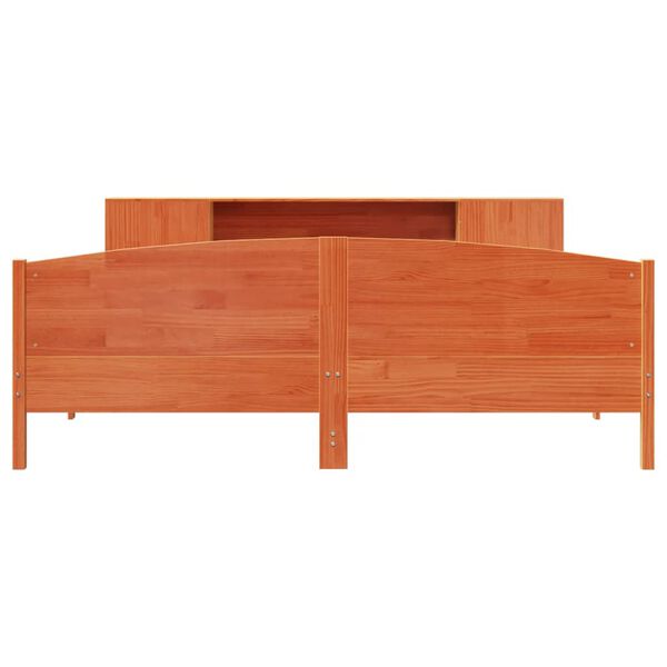 vidaXL Knjižna postelja brez vzmetnice vo&scaron;č. rjava 200x200 cm borovina