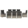 vidaXL Komplet za jedilnico v vrtu 9 pcs Svetlo siva poli ratan