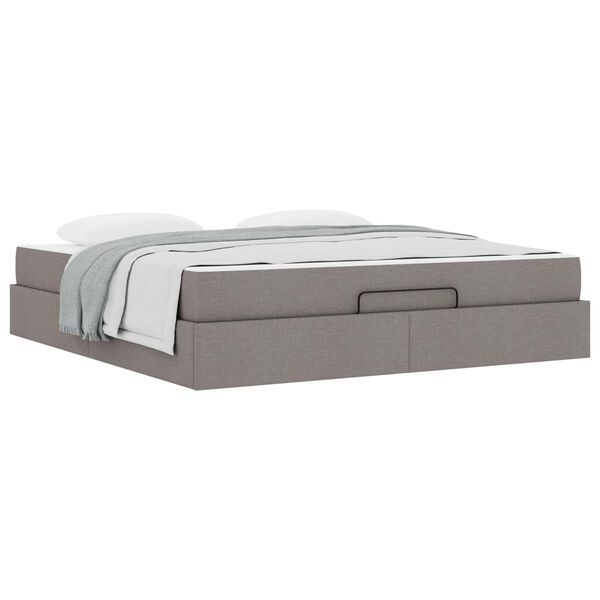 vidaXL Posteljni okvir z vzmetnico z vzmetnico 2 pcs Taupe blago