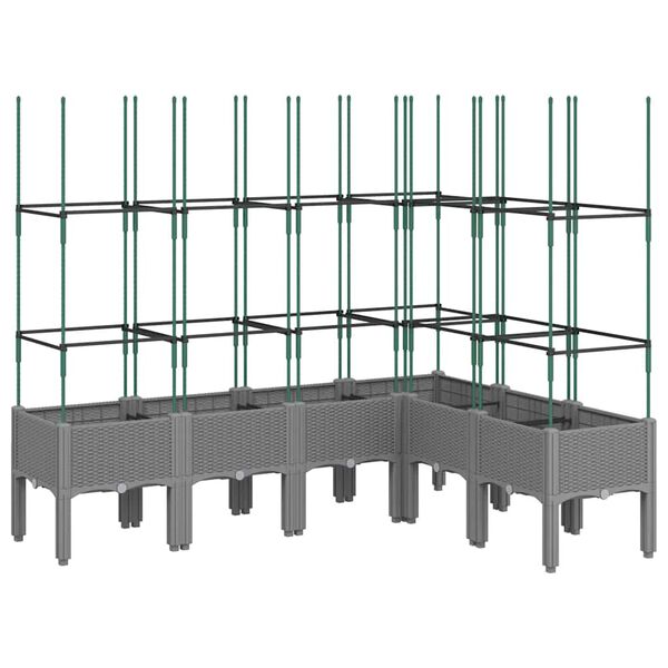 vidaXL Cvetlično korito z oporno mrežo svetlo sivo 160x120x142,5 cm PP