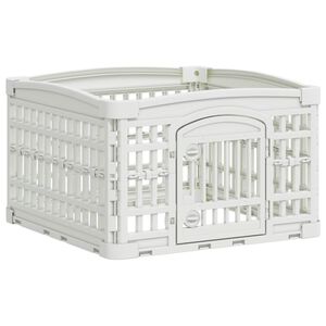 vidaXL 4 Panelni igralni prostor za kužke Bela 63 x 63 x 40 cm