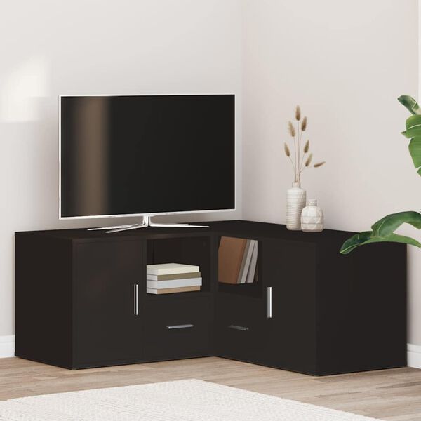 vidaXL Kotna omarica črna 160x40x45 cm iverna plo&scaron;ča