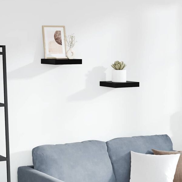 vidaXL Lebdeče police 2 kosa visok sijaj črne 23x23,5x3,8 cm MDF