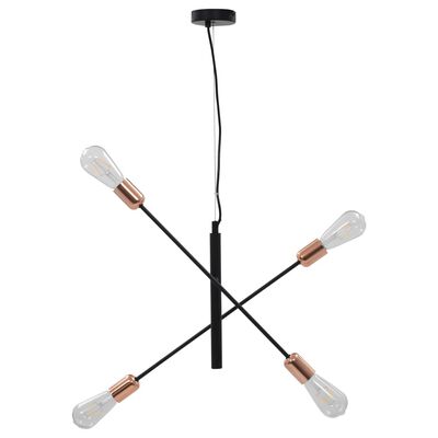 vidaXL Stropna svetilka z žarnicami 2 W črna in bakrena E27
