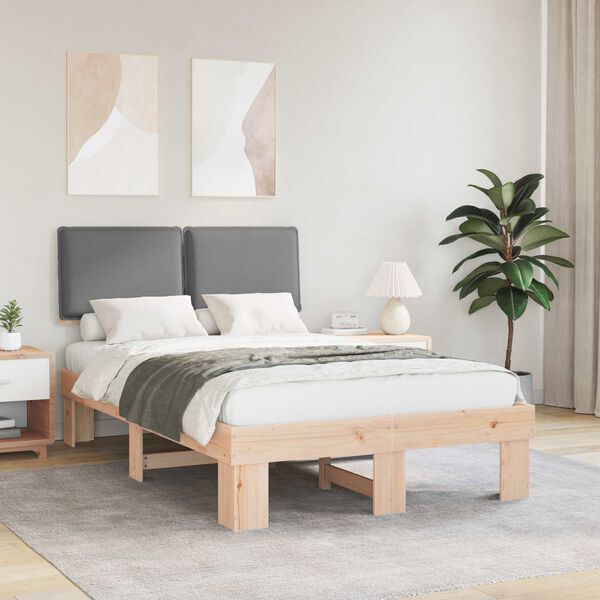 vidaXL Posteljni okvir z oblazinjenim vzglavjem Svetlo siva