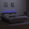 vidaXL Box spring postelja z vzmetnico LED taupe 160x200 cm blago