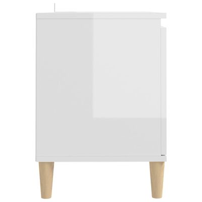 vidaXL TV omarica in trdne lesene noge visok sijaj bela 103,5x35x50 cm