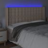 vidaXL LED posteljno vzglavje kapučino 163x16x118/128 cm umetno usnje