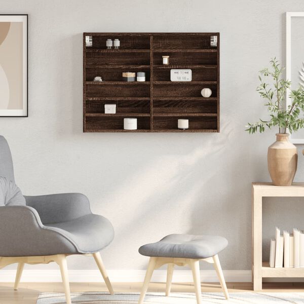 vidaXL Vitrina rjav hrast 80x8,5x58 cm inženirski les