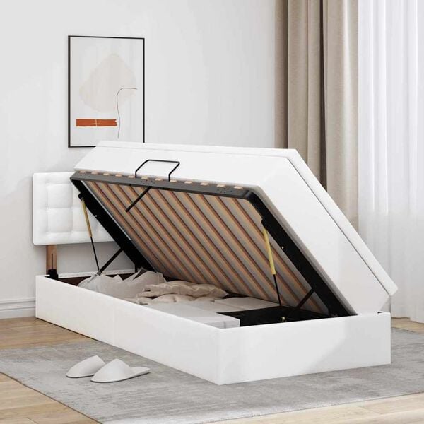 vidaXL Postelja z dodatnim prostorom za shranjevanje in LED osvetlitvijo