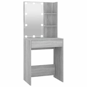 vidaXL Toaletna mizica z LED lučkami siva sonoma 60x40x140 cm
