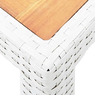 vidaXL Vrtna miza bela 150x90x75 cm poli ratan in trden akacijev les