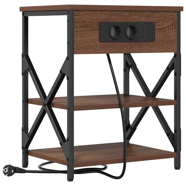 vidaXL Nočna omarica Rjav hrast 41 x 31 x 51 cm Konstruiran les