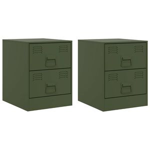 vidaXL Nočna omarica 2 kosa zelena 34,5x39x44 cm jeklo