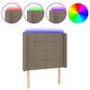 vidaXL LED posteljno vzglavje taupe 103x16x118/128 cm blago