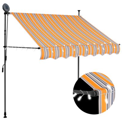vidaXL Ročno zložljiva tenda z LED lučkami 100 cm rumena in modra