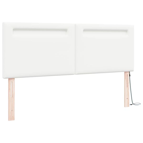 vidaXL LED glava postelje Bela 160 cm Umjetno usnje
