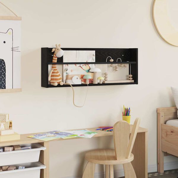 vidaXL Regal za revije Črna Orehovina 80 x 12 x 30 cm Konstruiran les