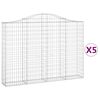 vidaXL Obokane gabion košare 5 kosov 200x30x140/160cm pocinkano železo