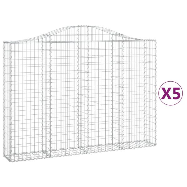 vidaXL Obokane gabion košare 5 kosov 200x30x140/160cm pocinkano železo