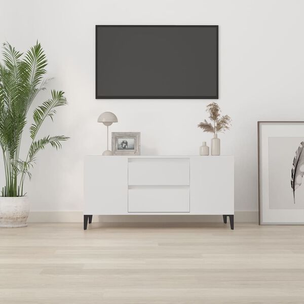 vidaXL TV omarica bela 102x44,5x50 cm inženirski les
