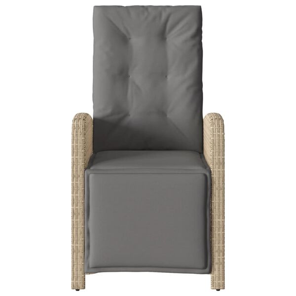 vidaXL Vrtni naslanjač z naslonom za noge bež poli ratan