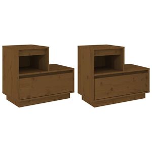 vidaXL Nočna omarica 2 kosa medeno rjava 60x34x51 cm trdna borovina