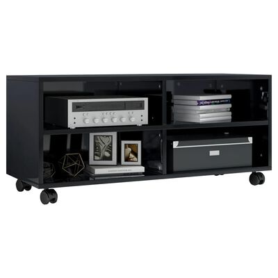 vidaXL TV omarica s kolesci visok sijaj črna 90x35x35 cm iverna plošča
