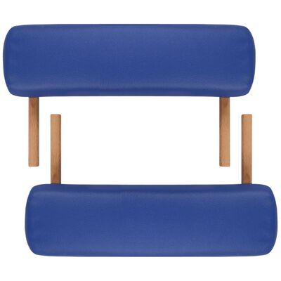 Modra zložljiva masažna miza s 3 območji in lesenim okvirjem